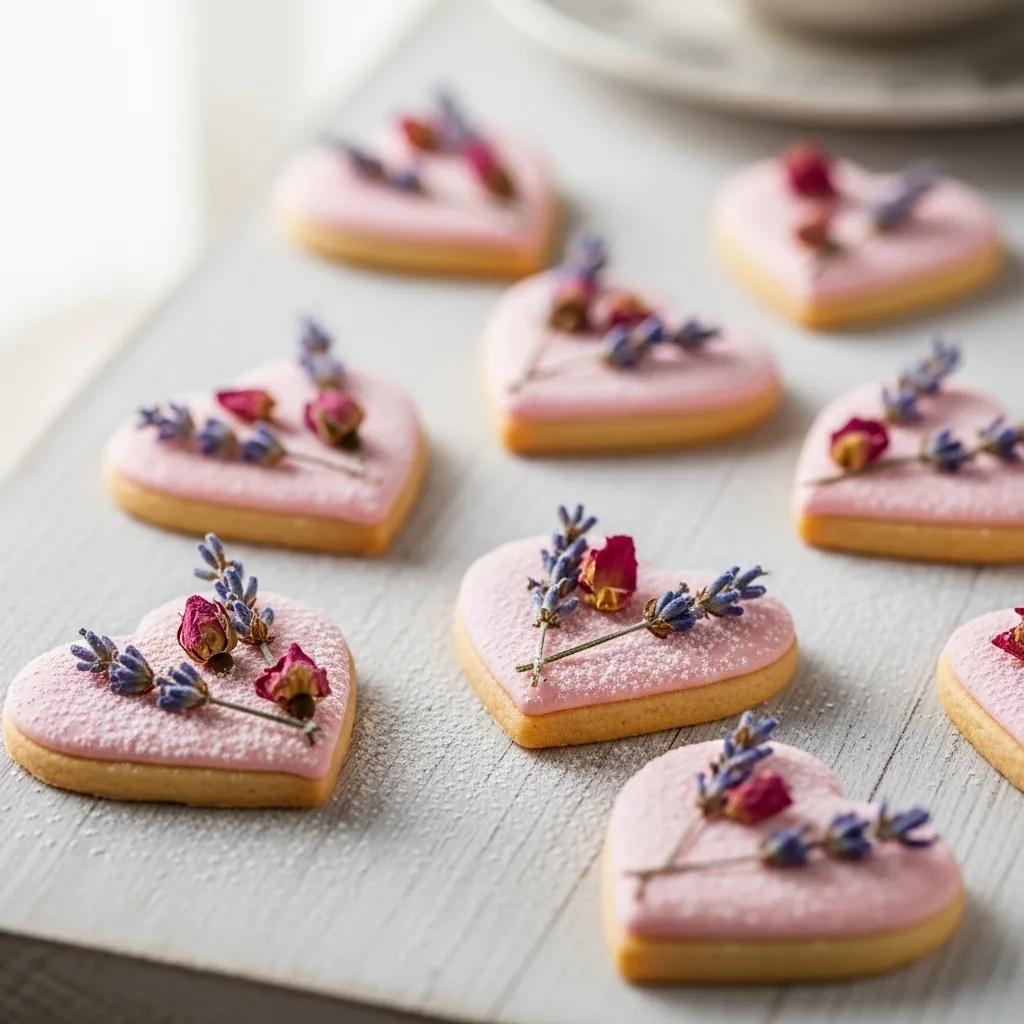 Rose Sugar Heart Cookies