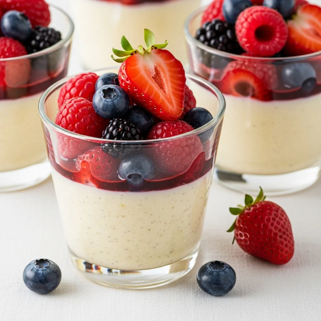 Vanilla Bean Pudding with Berry Compote