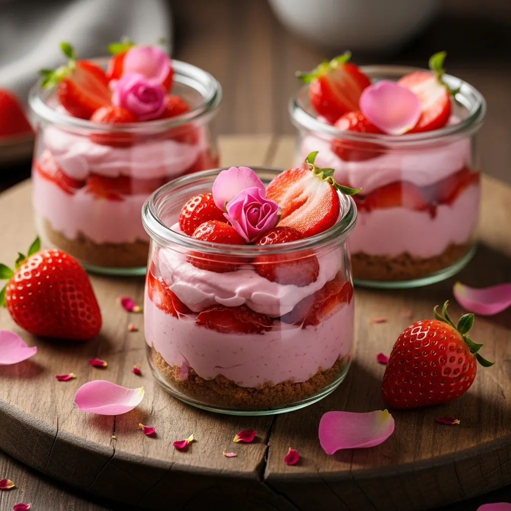 Strawberry Rose Cheesecake Cups