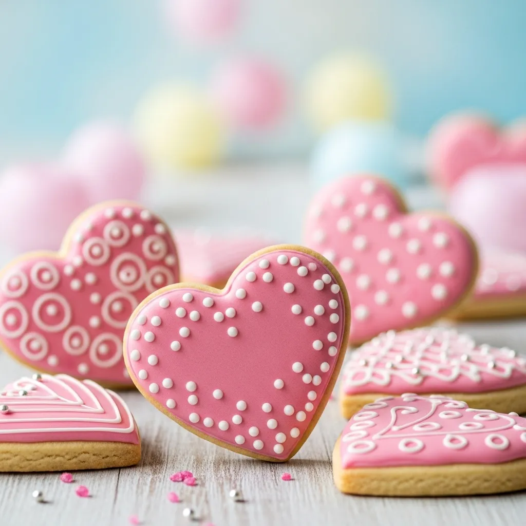 Pink Frosted Heart Cookies