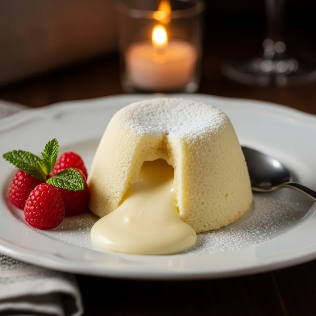 Molten White Chocolate Cake