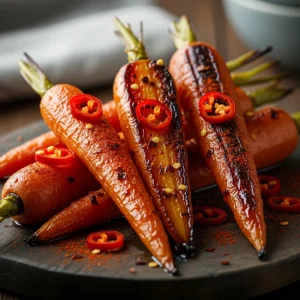 Spicy Maple Roast Carrots with Crispy Chickpeas