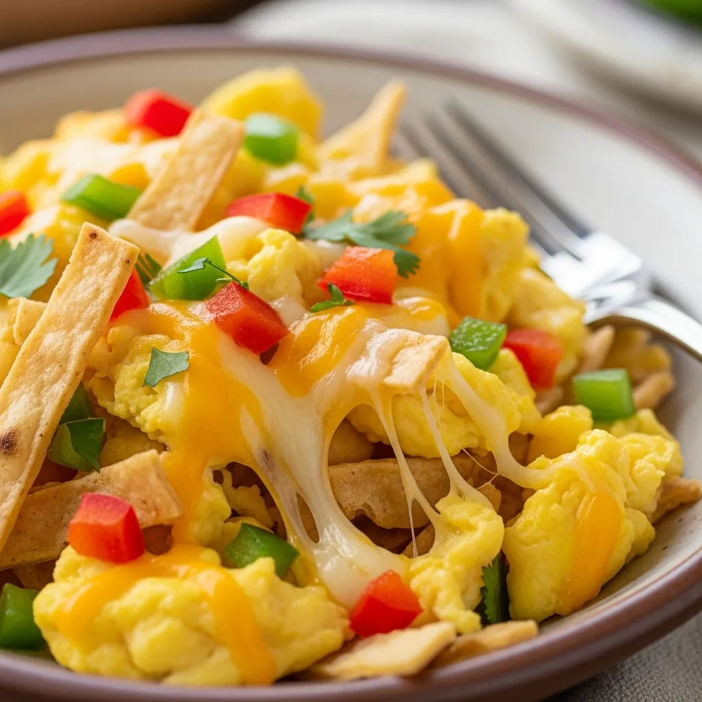 Step-by-Step Instructions for Migas Scrambled Eggs with Crispy Tortillas