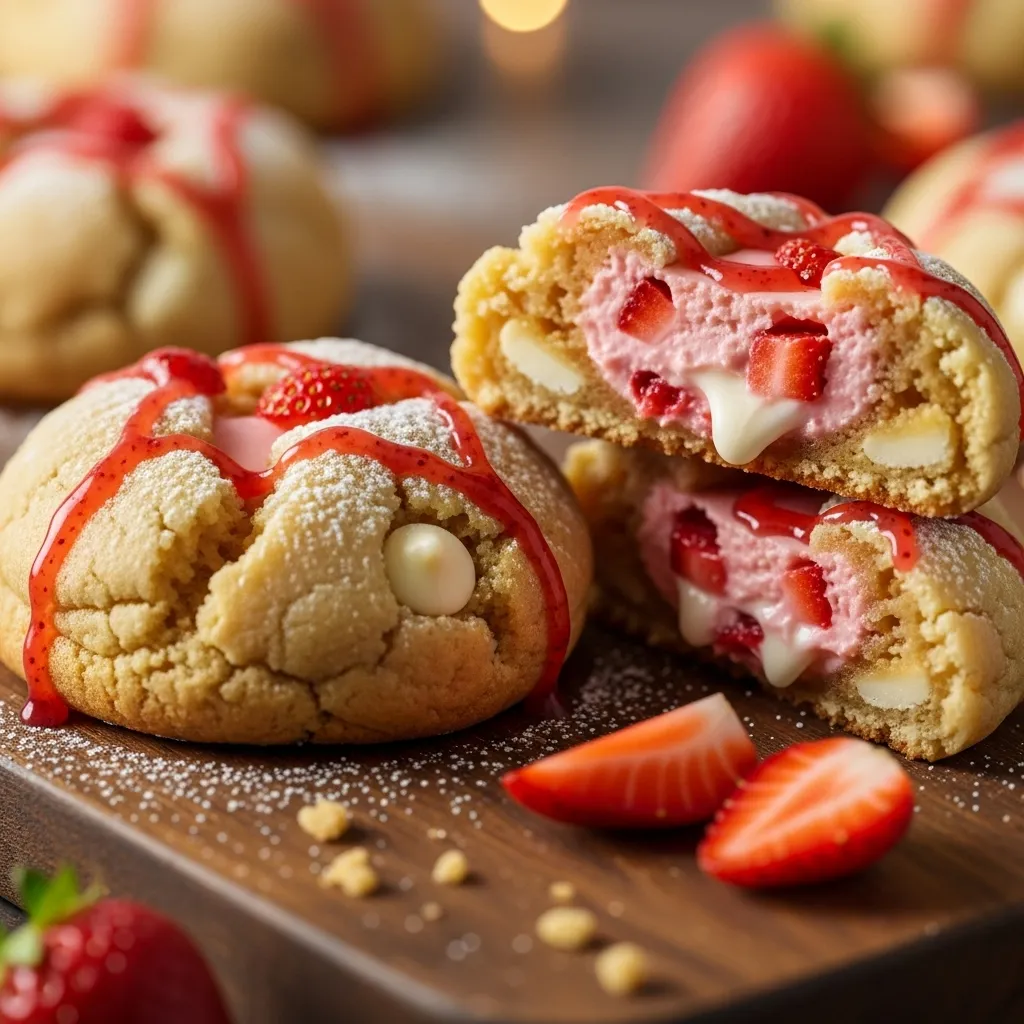Strawberry Cheesecake Stuffed Cookies