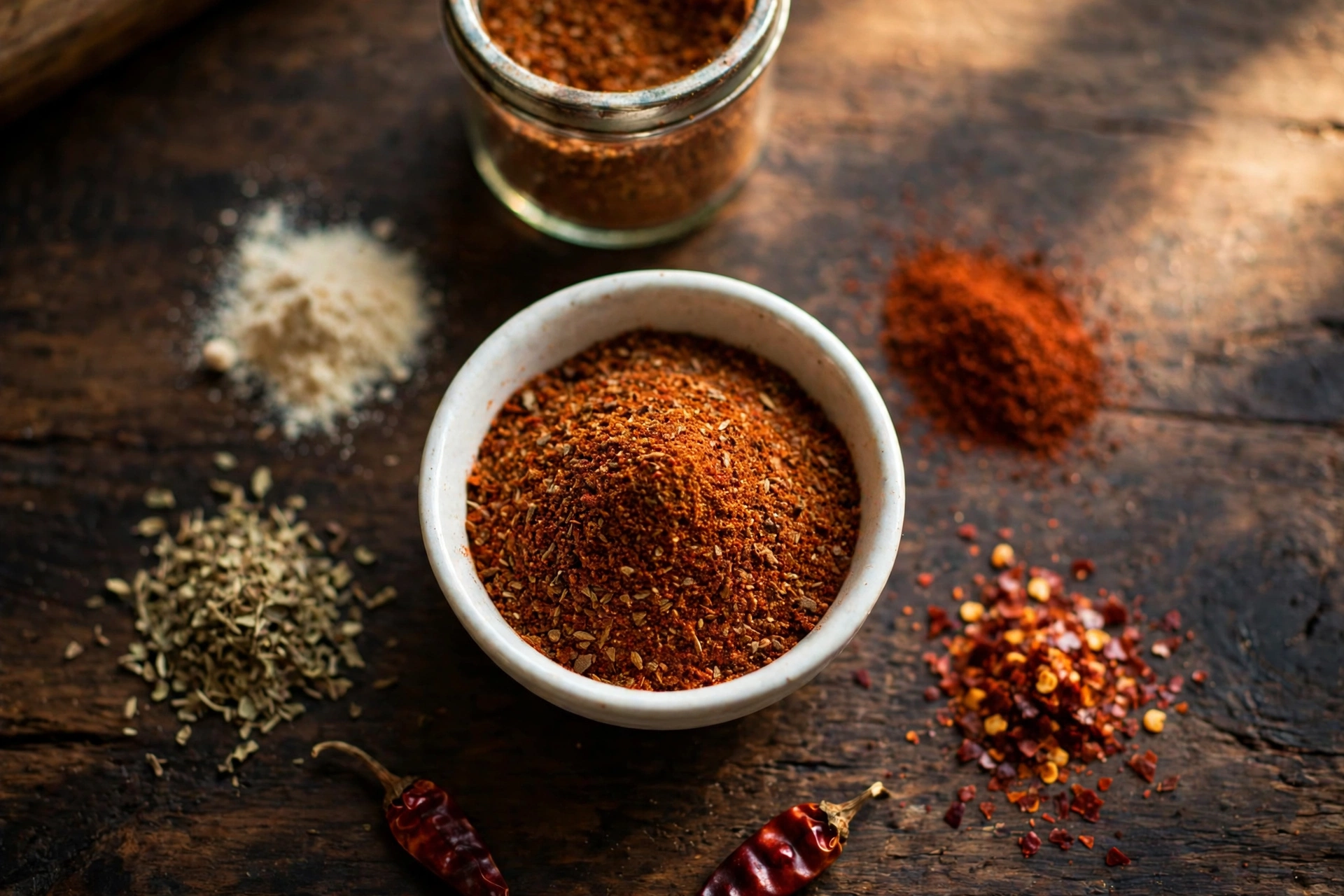 Homemade taco seasoning in a small bowl